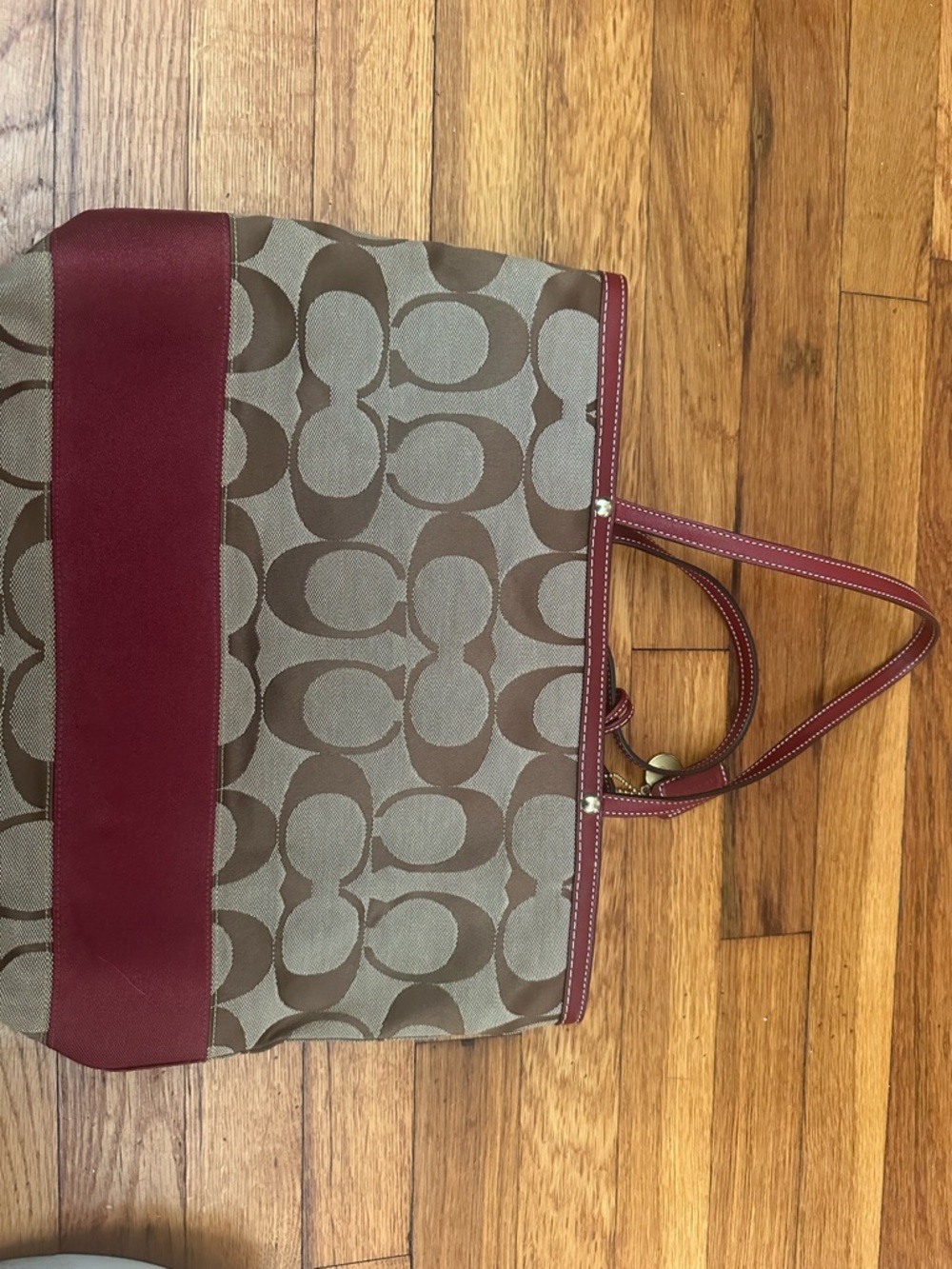 Coach Red Tote with Signature Lining - Picture 6 of 6